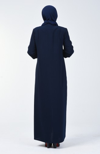 Abaya à Fermeture Grande Taille 5040-02 Bleu Marine 5040-02