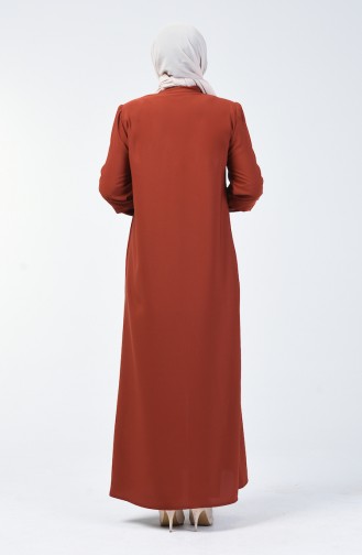 Abaya à Fermeture Grande Taille 5040-03 Tabac 5040-03