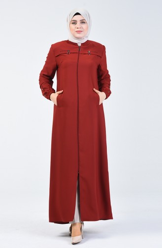 Abaya à Fermeture Grande Taille 5040-04 Brique 5040-04