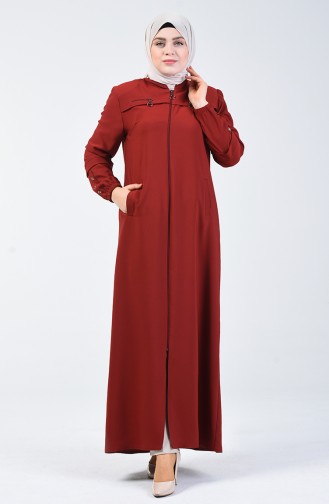 Abaya à Fermeture Grande Taille 5040-04 Brique 5040-04