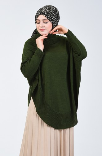 Poncho Tricot à Col Bénitier 1433-05 Vert Foncé 1433-05