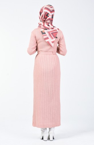 Tricot Button Detailed Dress Powder 2205-05