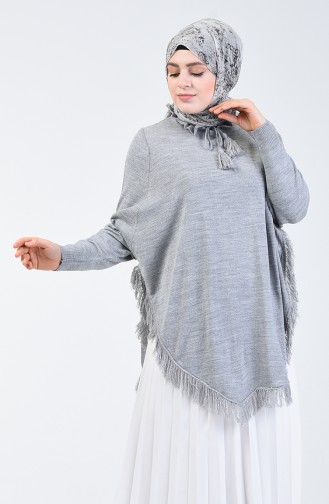 Poncho Tricot à Franges 2112-05 Gris 2112-05