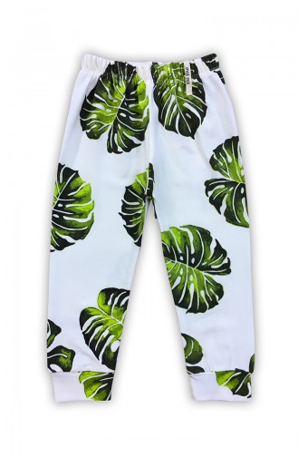 Pantalon Bébé Unısexe F0876 Blanc Vert 0876