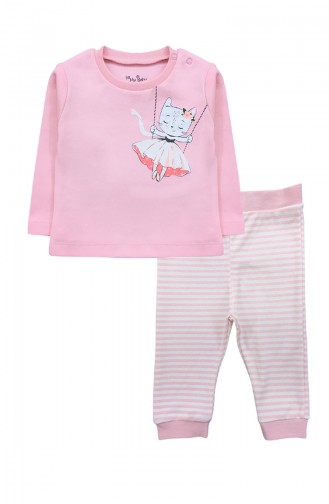 Kız Bebek Tshırt Pantolon Takım F0962 Pembe