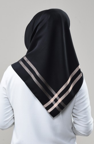 Karaca Floş Bantlı Eşarp 90675-03 Siyah Somon