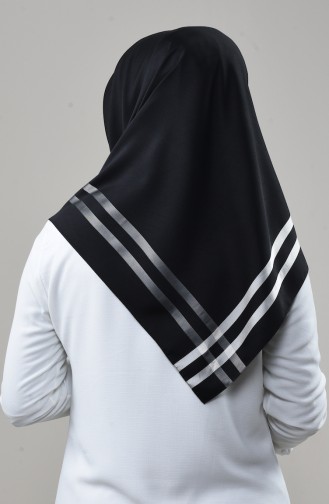 Karaca Floş Bantlı Eşarp 90675-07 Siyah Taş