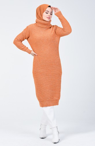 Pull Long Tricot à Col Roulé 4198-03 Orange 4198-03