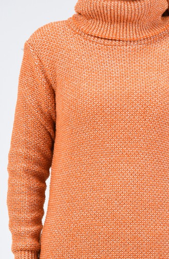 Pull Long Tricot à Col Roulé 4198-03 Orange 4198-03