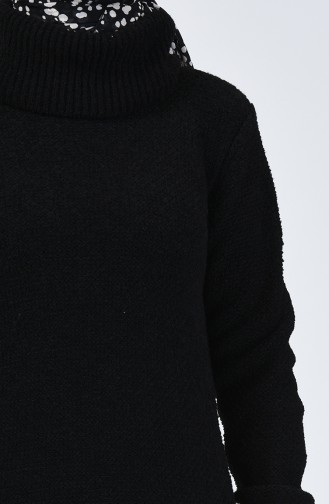 Pull Long Tricot à Col Roulé 4198-06 Noir 4198-06