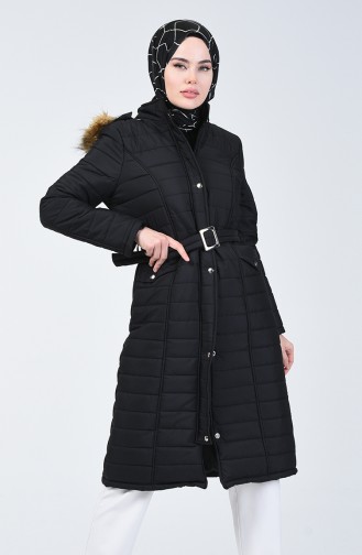Hooded Quilted Coat Black 0119A-01