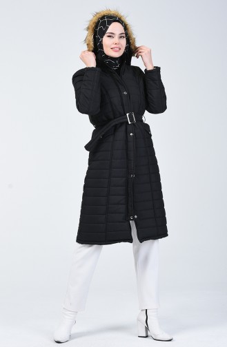 Hooded Quilted Coat Black 0119A-01
