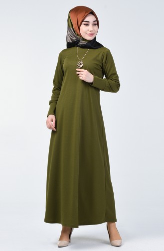 Kleid mit Halskette 0025-07 Hell Khaki Grün 0025-07