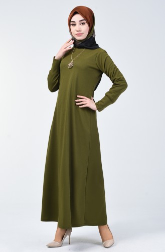 فستان مع قلادة كاكي فاتح وأخضر 0025-07