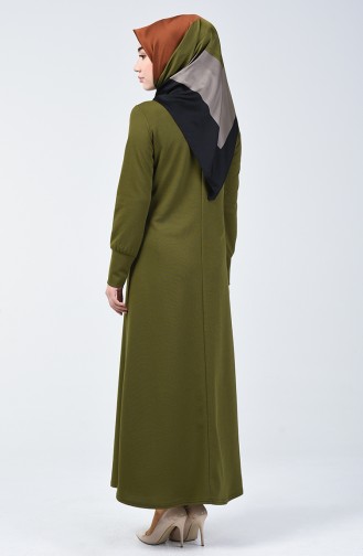 فستان مع قلادة كاكي فاتح وأخضر 0025-07