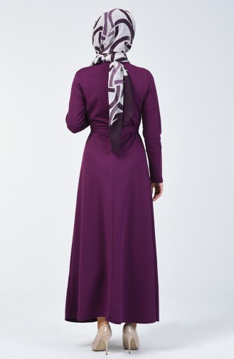 Robe Simple  à Ceinture 0028-02 Plum 0028-02