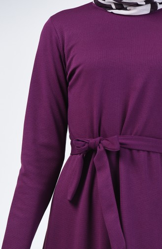 Robe Simple  à Ceinture 0028-02 Plum 0028-02