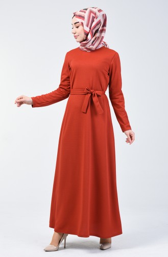 Ziegelrot Hijab Kleider 0028-03