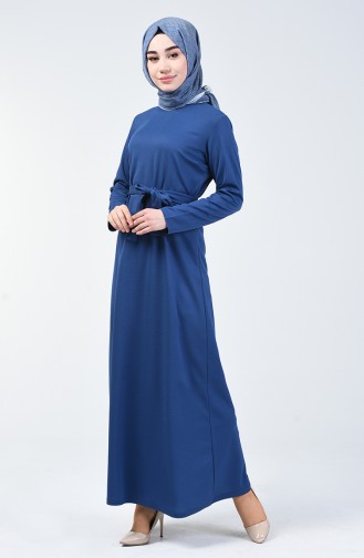 Belted Straight Dress 0028-06 Indigo 0028-06