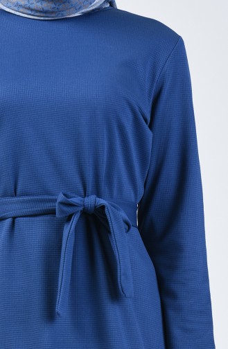 Robe Simple  à Ceinture 0028-06 İndigo 0028-06