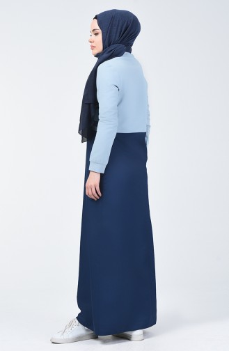 Dunkelblau Hijab Kleider 09050-01