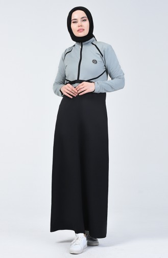 Schwarz Hijab Kleider 09050-03