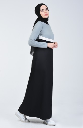 Schwarz Hijab Kleider 09053-01