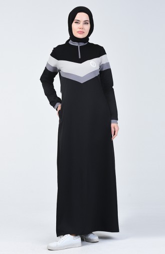 Schwarz Hijab Kleider 09059-01