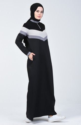 Schwarz Hijab Kleider 09059-01