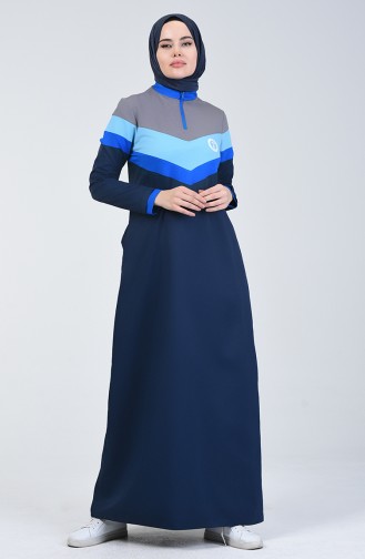 فستان أزرق كحلي 09059-03
