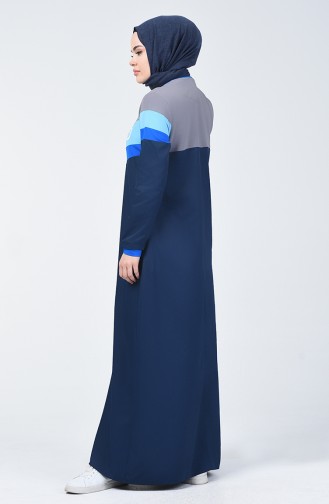 Dunkelblau Hijab Kleider 09059-03