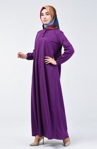 Sleeve Elastic Dress Purple 1811-07