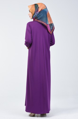 Sleeve Elastic Dress Purple 1811-07