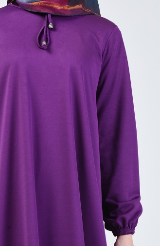 Sleeve Elastic Dress Purple 1811-07