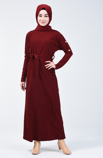 Claret Red Hijab Dress 5306-03