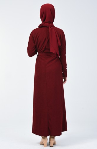 Claret Red Hijab Dress 5306-03