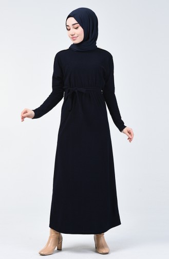 Navy Blue Hijab Dress 5306-05