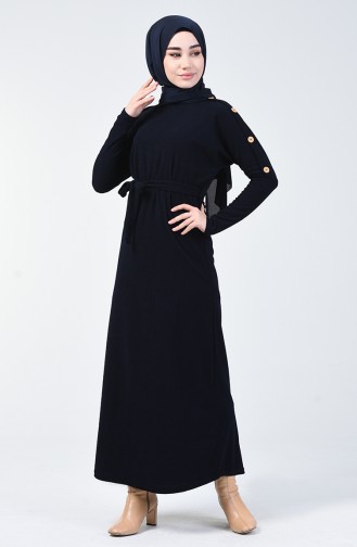 Navy Blue Hijab Dress 5306-05