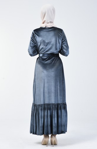 Kleid aus Samt mit Gürtel 5557-09 Grau 5557-09