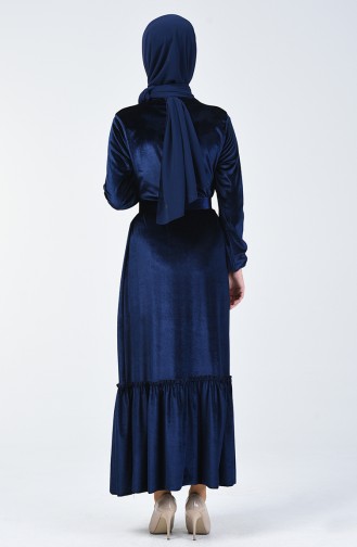 Navy Blue Hijab Dress 5557-10