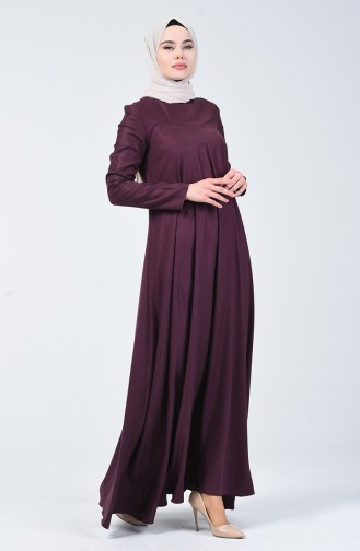  Robe en Viscose de Laine Détail Plissé 3139-03 Plum 3139-03