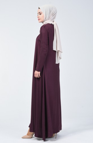  Robe en Viscose de Laine Détail Plissé 3139-03 Plum 3139-03