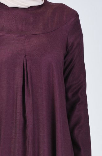  Robe en Viscose de Laine Détail Plissé 3139-03 Plum 3139-03