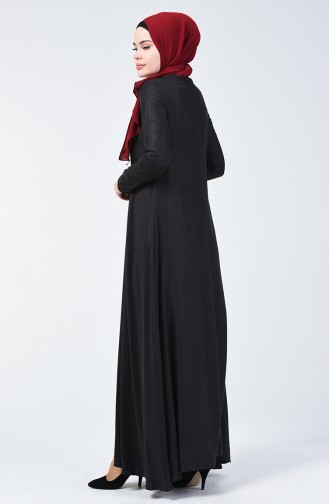  Robe en Viscose de Laine Détail Plissé 3139-04 Noir 3139-04