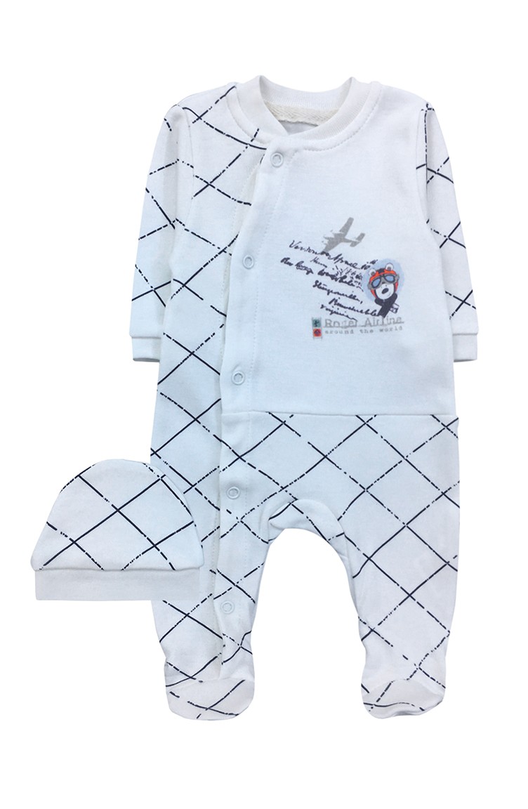 Erkek Bebek Tulum F0606 Beyaz 0606 Sefamerve