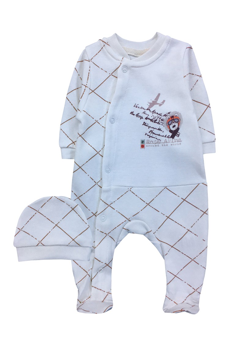Erkek Bebek Tulum F0607 Kirik Beyaz 0607 Sefamerve