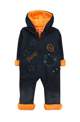 Baby Welsoft-ausführlicher Jeans Overall F0689 Schwarz Orange 0689