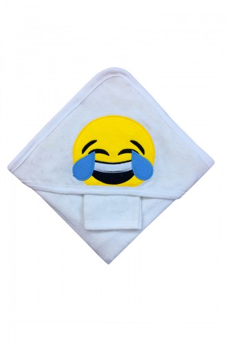 Unisex Bebek Emojili Havlu F0695 Beyaz 0695