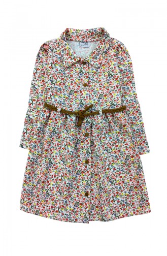 Kız Çocuk Elbise F0995 Krem Renkli