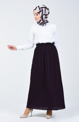 Beli Lastikli Piliseli Etek 1046-02 Mor